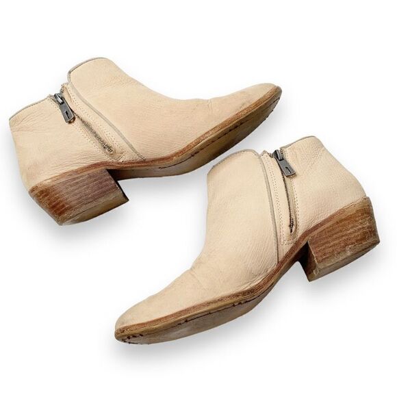 Sam Edelman Shoes Petty Leather Boot Beige Nubuck Ankle Boots Women’s Size 8.5 M - Picture 5 of 13